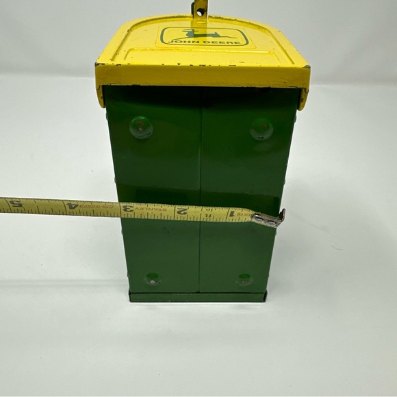 Vintage EUC John Deere green Mailbox Piggy Bank Farmhouse Tractor green yellow - Picture 10 of 11